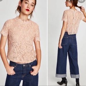Zara pink lace top. Size L
